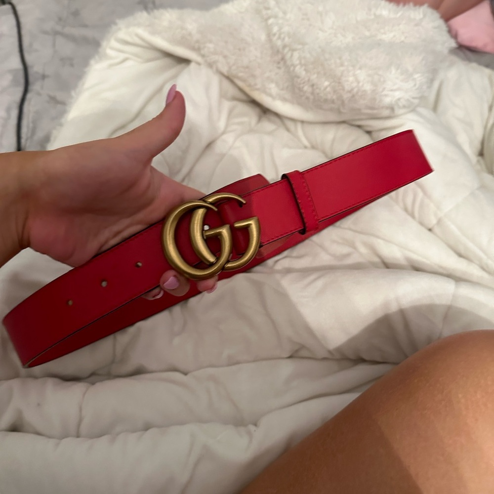GG MARMONT 2015 RE-EDITION WIDE BELT in red